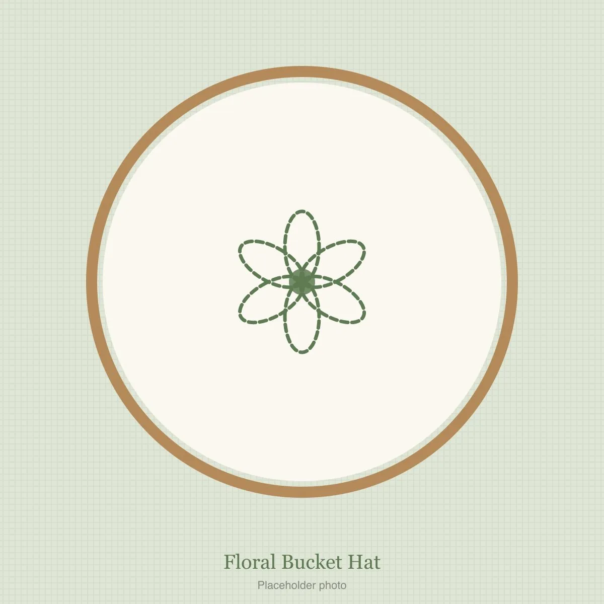 Bucket hat embroidered with small wildflowers around the brim
