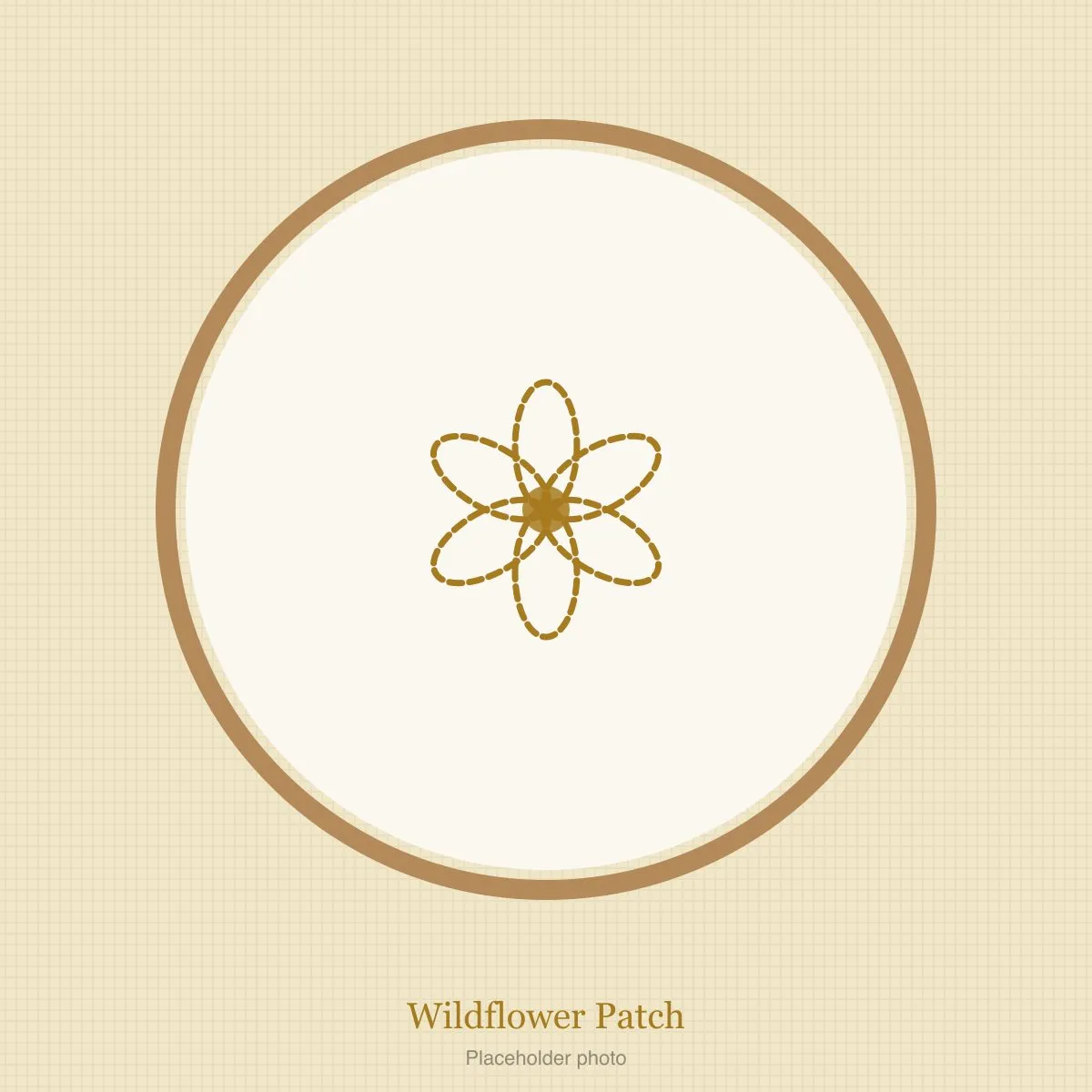 Round iron-on patch embroidered with a wildflower bouquet